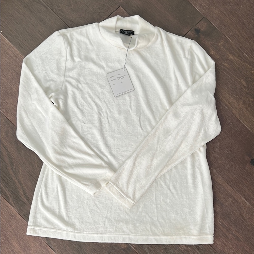 White Long Sleeve Turtle Neck Top